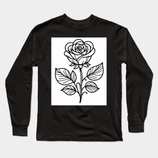 Simple Black And White Rose Long Sleeve T-Shirt